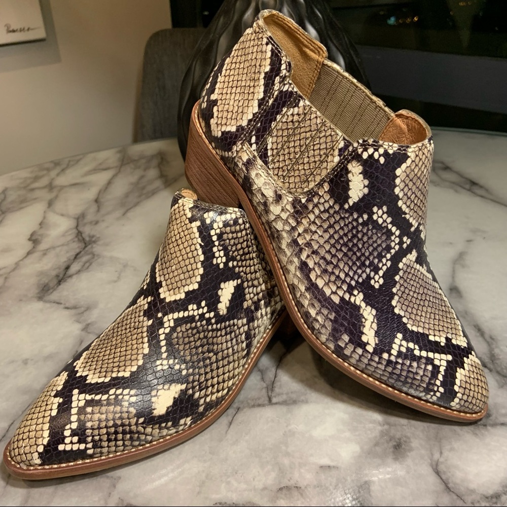 Madewell Snake-Embossed Sonia Chelsea Leather Boot